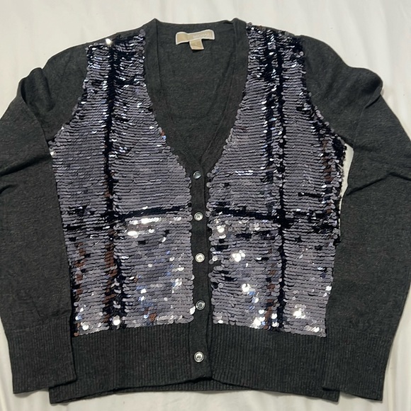 Michael Kors Cardigan With Sequins, Charcoal Grey Size S - Picture 1 of 3